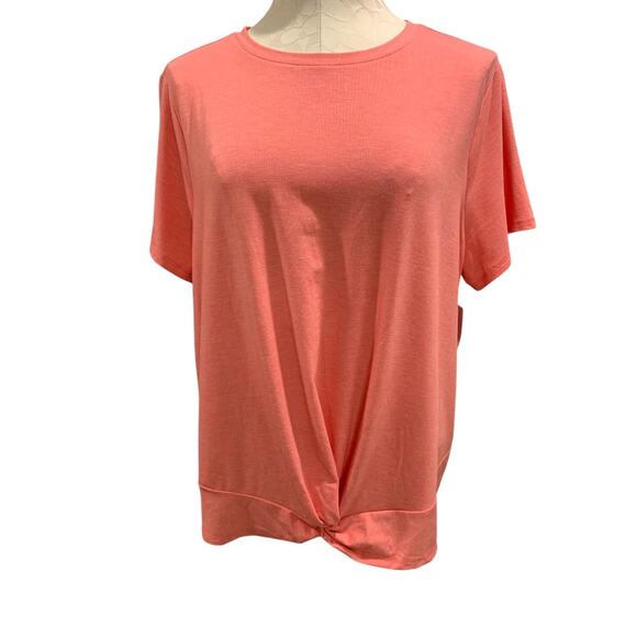 XXL Apt 9 Womens New Coral Twist Hem Tshirt Soft Short Sleeve - Picture 2 of 9